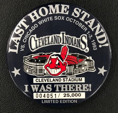 1993 Cleveland Indians "Last Home Stand!" Limited Pin MLB Vs. C. White Sox WOW! - Image 1 of 2