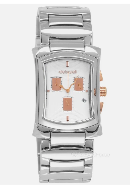 Roberto Cavalli Tomahawk Mens Chronograph Watch, White Rose Gold, Silver Steel - Image 1 of 4