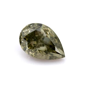0.22 Carat Natural Fancy Grayish Greenish Yellow Diamond Pear I1 GIA Certified - Picture 1 of 7