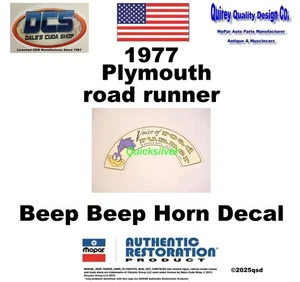 1977 Plymouth road runner Horn Voice of Road Runner Decal NEW MoPar USA - Picture 1 of 4