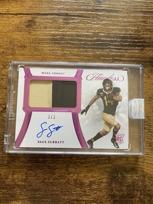 Panini Flawless Sage Surratt Autographed Patch Card 2/3 RC - Image 1 of 2