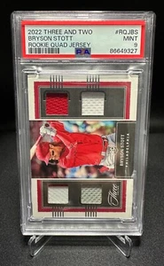 2022 Panini Three & Two - Bryson Stott - Rookie Quad Jersey Relic - PSA 9 #RQJBS - Picture 1 of 3