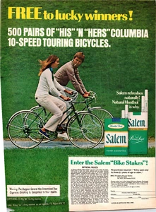 Vintage 1972 Salem Zigaretten Columbia Fahrrad Gewinnspiel Print Werbung - Bild 1 von 1