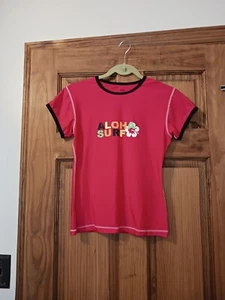 Sunspecs XL Rashguard Board Top Girls Aloha Surf Light Red Black Trim - Picture 1 of 4