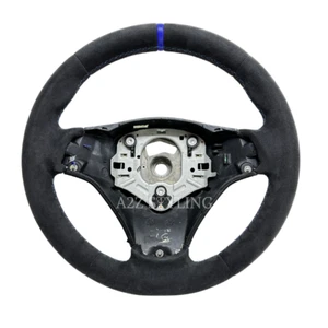 BMW E90 E92 E93 E88 E82 E87 ALCANTARA LEATHER BLUE STRIPE STEERING WHEEL M SPORT - Picture 1 of 11