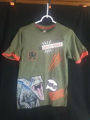 Jurassic World Shirt Boys Size XXL 18 Dinosaur Tracker Tee Short Roll Sleeve - Image 1 of 4