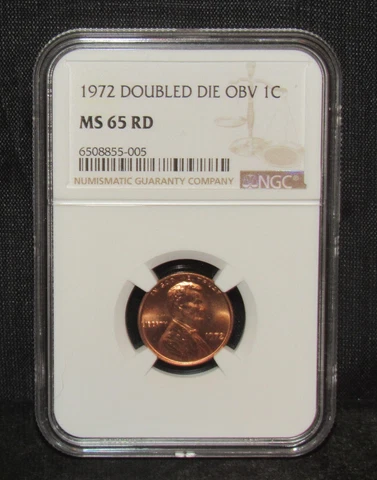 1972 Lincoln Cent Double Die Obv NGC MS 65 RD Cover