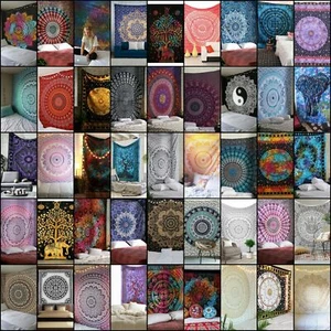 Indian Queen Size Mandala Tapestry Hippie Wall Hanging Bohemian Bedspread Throw - Picture 1 of 85