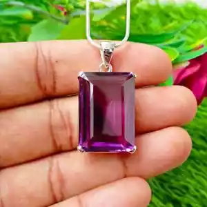 Fein Afrikanischer Amethyst Edelstein 925 Sterlingsilber Handmade Anhänger S-43 - Bild 1 von 5