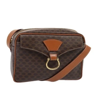 CELINE Macadam Canvas Shoulder Bag PVC Leather Brown Auth yk13816 - Picture 1 of 23