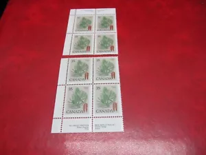 CANADA Unitrade# 721 35c MEDIUM-VALUE TREE DEFS. LL, UL PLATE #1 BLOCK MNH - Picture 1 of 2