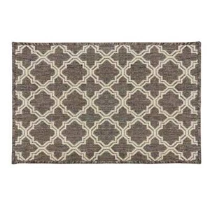 New Mat 57cm x 90cm Rubber Back Kitchen Rug Silver-Grey Brown Moroccan 9992 - Picture 1 of 1
