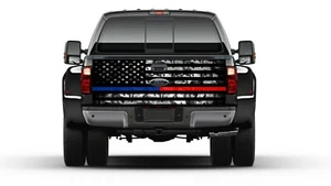 American Flag Camouflage Thin Blue & Red Line Tailgate Wrap Vinyl Graphic Decal - Foto 1 di 3