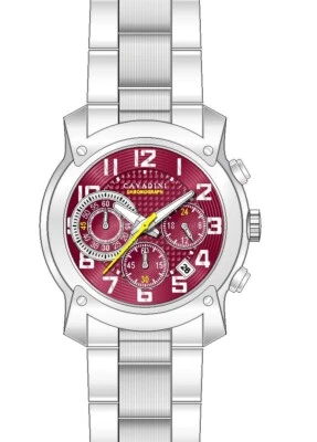 Cavadini Men's Watch Chronograph Date Luxury CV-920 10Bar Maroon Stainless Steel - Image 1 of 3
