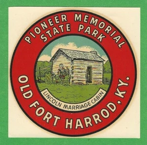 VINTAGE ORIGINAL 1946 GOLDFARB "LINCOLN MARRIAGE CABIN" KENTUCKY WATER DECAL ART - Picture 1 of 2