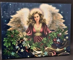 Lona de fibra óptica Winter Lane de Doña Geisenger - Ángel de bendición de Navidad - NUEVO - Imagen 1 de 3
