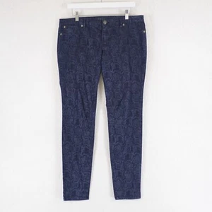 Jessica Simpson 31R Kiss Me Jeggings Blue Snakeskin Patterned Jeans 35/30 Low Ri - Picture 1 of 12