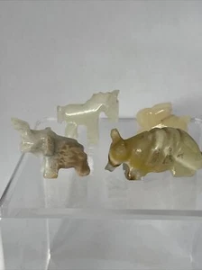 Lot Of Hand Carved Stone Animal Figurines Miniatures Horse Rabbit Elephant - Picture 1 of 6