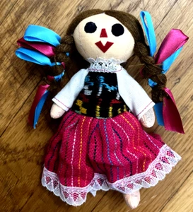 Mexican Folk Art Vintage Rag Doll Handmade 6" - Picture 1 of 4