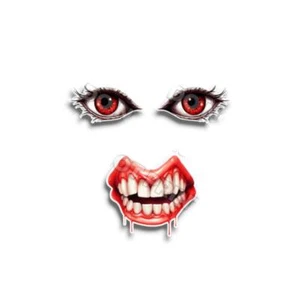 Augapfel Aufkleber gruselig blutig weibliche Augen Aufkleber gestanzt Komplettset Zähne 2 Augen - Bild 1 von 3