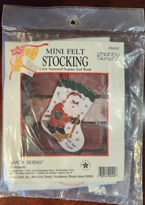 "Santa Skiing" Hobby Kraft Mini Felt Stocking Kit #9490 - NIP - Picture 1 of 4