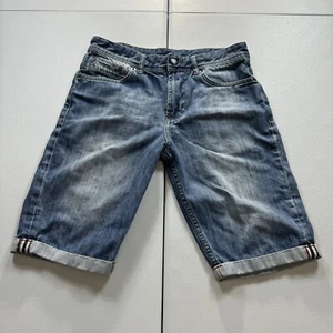 Denim CO Selvedge Jeans Shorts Uomo 30 Blu Denim Jorts Cut Off Casual USA - Foto 1 di 8