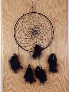 12" Handmade Black Turquoise Dreamcatcher RECYCLED Wall Hanging DECOR Ornament - Picture 1 of 5