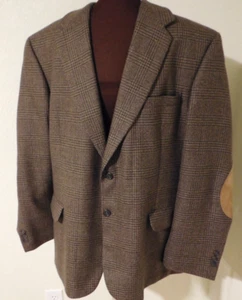 ARY Macedonia Blazer Marrón Lana de Cordero Pata de Gallo Chaqueta con Parches en el Codo 46L - Imagen 1 de 11