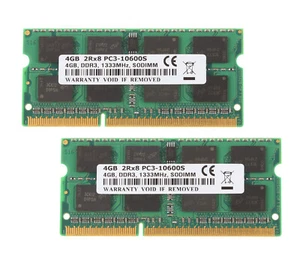DDR3 RAM 8 GB 2X 4GB 2RX8 PC3-10600S 1333MHz 204PIN SODIMM For Laptop Memory CL9 - Picture 1 of 6