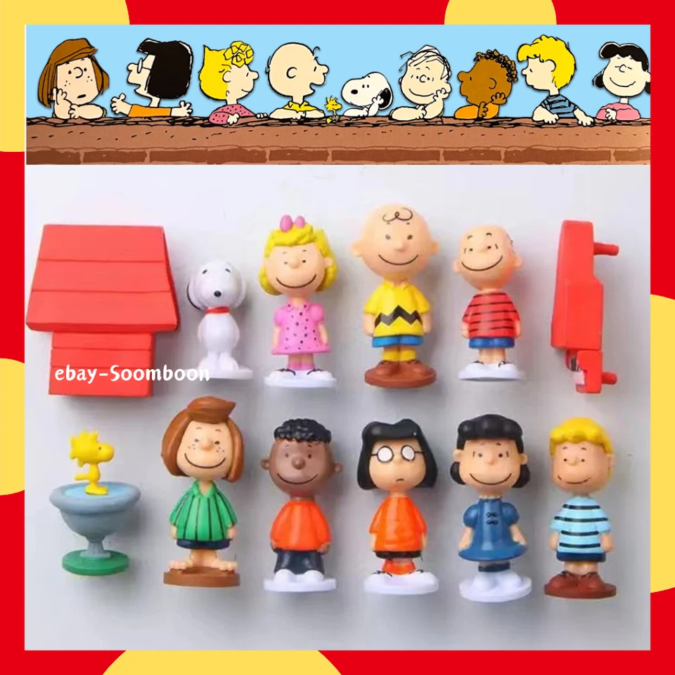 Juego de 12 PIEZAS Peanuts Gang Cake Topper | Smile Charlie Brown, Lucy, Sally, Snoopy Foto 1 de 4