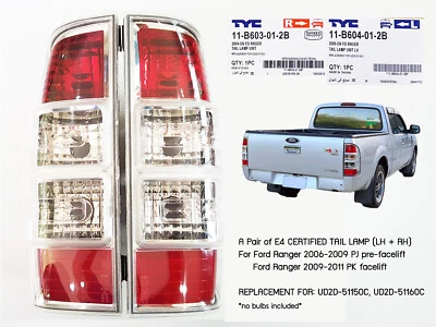 TYC E4 CERTIFIED TAIL LAMP LIGHT FOR FORD RANGER 2009-2011 PK FACELIFT MODEL TW - Image 1 of 4