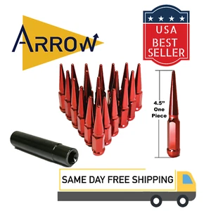 24x 4.5" Tall Red M12x1.5 Spike Lug Nuts and Key Fit Toyota Lexus Model - Picture 1 of 5