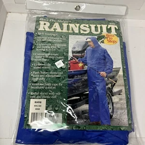 Rainsuit, Blue, Medium, Bass Pro Shops, RH98, Jacket with Hood and Pants. - Picture 1 of 3