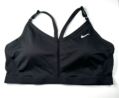 Nike Womens Plus Size 1X Indy Racerback Light Support Sports Bra Solid Black - Image 1 of 4