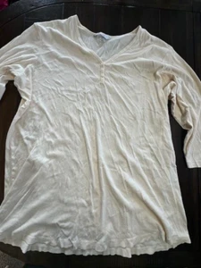 Cacique Gr. 26/28 Langarm Elfenbein V-Ausschnitt Sleepshirt Nachthemd Lane Bryant - Bild 1 von 5