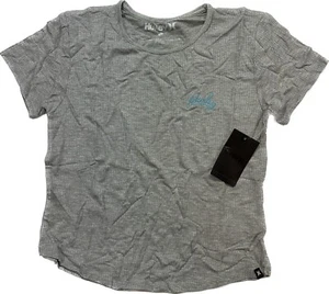 Hurley Women’s Baby T shirt Script Logo Soft Grey Gray Crop Size Medium - Picture 1 of 8