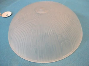 Vintage Glass Ceiling Light Frosted Texture Floral Dome Shade 9 7/8” Fenial/Cap - Picture 1 of 3