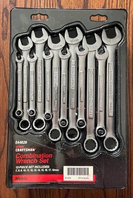 Juego de llaves combinadas métricas vintage Craftsman 12 piezas 1992 nuevo stock antiguo EE. UU. Foto 1 de 4