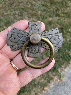 INCRÍVEL RARO BOTICÁRIO VITORIANO BRONZE “ARTESÃO” EASTLAKE ANEL ANTIGO-PUXADOR - Imagem 1 de 4