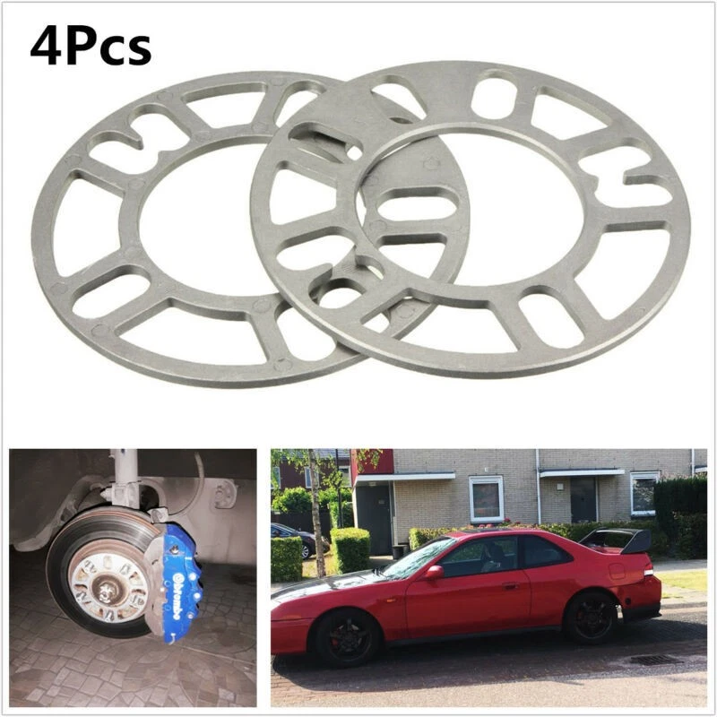 4X Silver Alloy Aluminum Car Auto Wheel Spacers Adaptor Shims Plate 4/5 Stud 5MM - Image 1 of 4