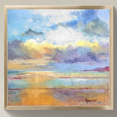 Pintura Original Bellas Artes 12x12 | Lienzo Firmado | Paisaje Impresionista del Cielo Foto 1 de 4