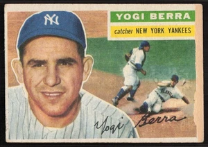 1956 Topps #110 Yogi Berra New York Yankees dorso grigio HOF NO PREZZO DI RISERVA! Perdita di carta - Foto 1 di 2