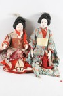 Q15R87- 2x antike Japan Puppe Holz geschnitzt und Textil 