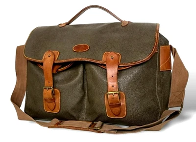 Bolso de mano vintage de cuero morera caqui 30 x 43 x 21 cm Foto 1 de 4