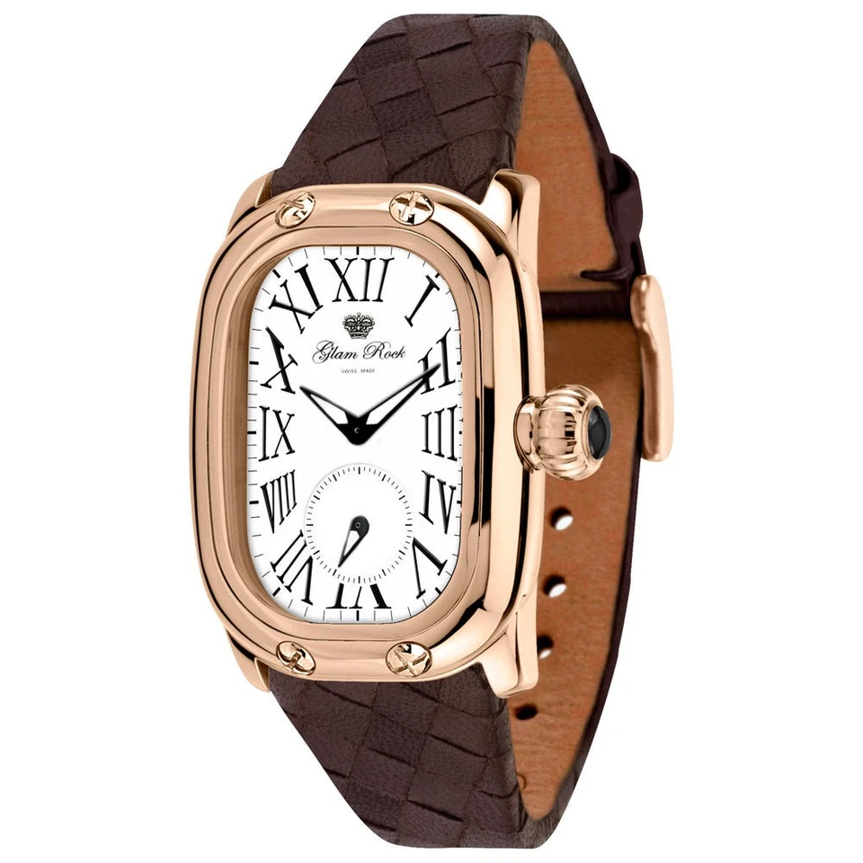 Glam Rock Women's Monogram Swiss Made Brown Leather Quartz 31mm Watch GR72309N - image 1 of 1
