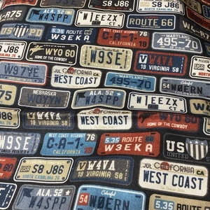 Cotton Blend Fabric License Plates, 1 Yard, 44 Inches Wide - Picture 1 of 5