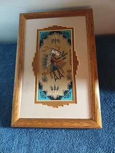 Vintage Navajo Sandmalerei Yei weibliche indianische spirituelle Kunst 8 Zoll x 12 Zoll - Bild 1 von 8