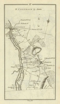 #19 Dublin to Coleraine. Ballymoney Londonderry. TAYLOR/SKINNER 1778 old map - Image 1 of 2