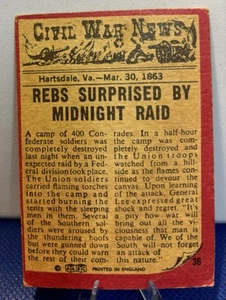 1964 A&BC Civil War News Gum Card #36 Rebs Surprised By Midnight Raid - Picture 1 of 2