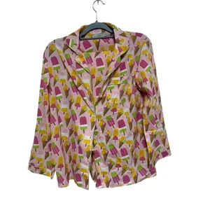 Mahagoni Damen kleiner rosa Eis Print Pyjama Set Baumwolle leicht bequem - Bild 1 von 5